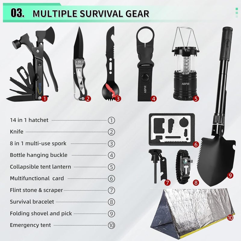 Abpir 171PCS Survival First Aid Kit with Survival Gear, First Aid Supplies, Emergency Tent, and MOLLE Nylon Bag, Ideal for Car, Travel, Home, Outdoor Adventures, for Men, Christmas, Teens - Image 4